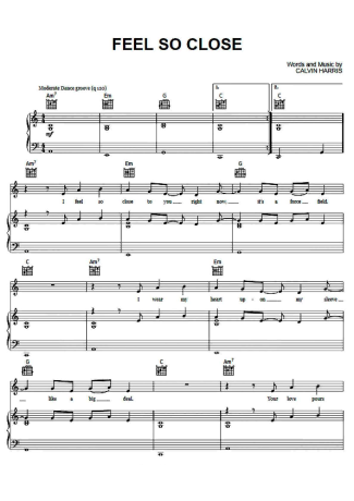 Calvin Harris Feel So Close score for Piano