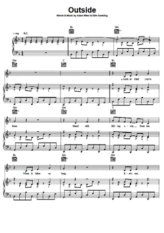 Calvin Harris Outside score for Piano