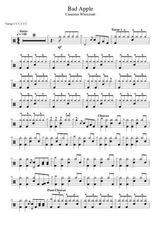 Cameron Whitcomb Bad Apple score for Drums