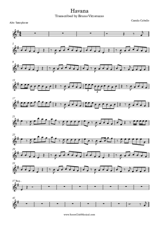 Camila Cabello Havana score for Alto Saxophone
