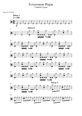 Cannibal Corpse Evisceration Plague score for Drums