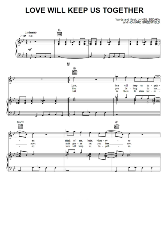 Captain & Tennille Love Will Keep Us Together score for Piano