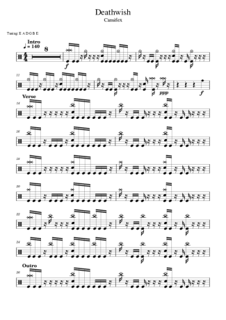 Carnifex Deathwish score for Drums