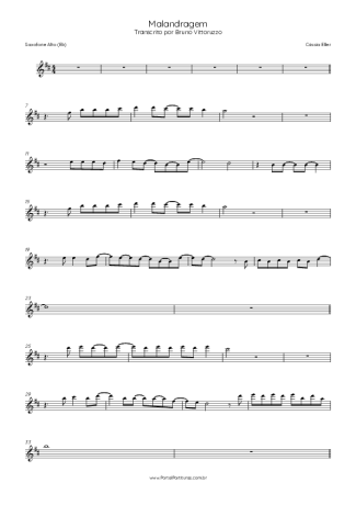 Cássia Eller Malandragem score for Alto Saxophone