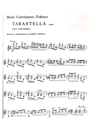 Castelnuovo-Tedesco Tarantela score for Acoustic Guitar