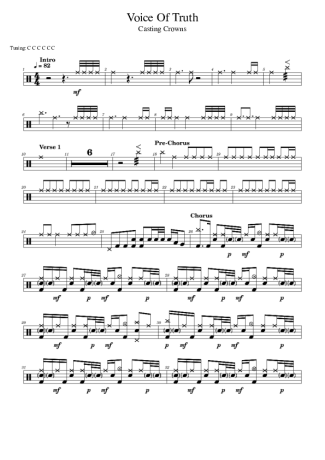 Casting Crowns Voice Of Truth score for Drums