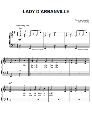 Cat Stevens Lady D Arbanville score for Piano