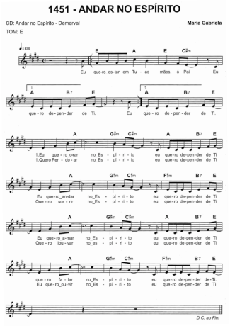 Catholic Church Music (Músicas Católicas) Andar No Espírito score for Keyboard