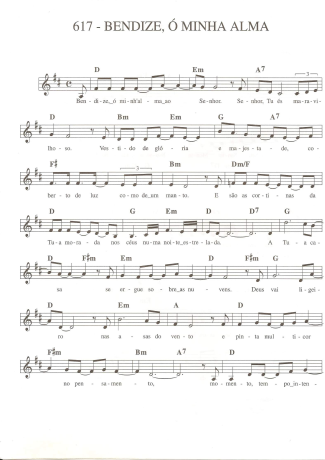 Catholic Church Music (Músicas Católicas) Bendize Ó Minha Alma score for Keyboard