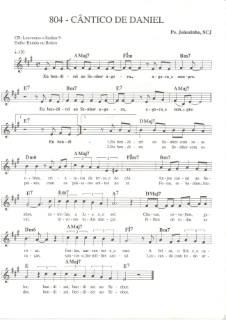 Catholic Church Music (Músicas Católicas) Cântico de Daniel score for Keyboard
