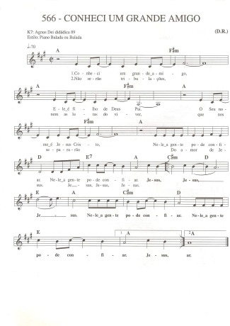 Catholic Church Music (Músicas Católicas) Conheci um Grande Amigo score for Keyboard