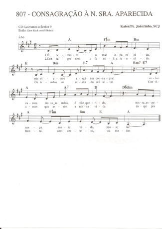 Catholic Church Music (Músicas Católicas) Consagração à Nossa Senhora Aparecida score for Keyboard