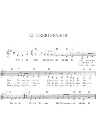 Catholic Church Music (Músicas Católicas) Creio Senhor score for Keyboard