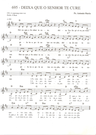 Catholic Church Music (Músicas Católicas) Deixa Que o Senhor Te Cure score for Keyboard