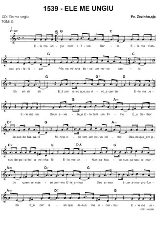 Catholic Church Music (Músicas Católicas) Ele Me Ungiu score for Keyboard