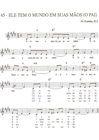 Catholic Church Music (Músicas Católicas) Ele Tem o Mundo em Suas Mãos (o Pai) score for Keyboard