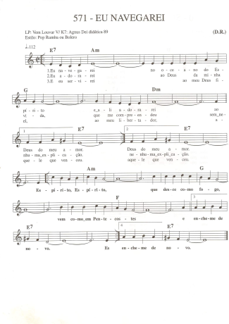 Catholic Church Music (Músicas Católicas) Eu Navegarei score for Keyboard