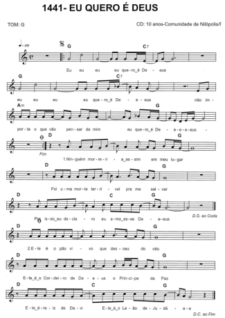 Catholic Church Music (Músicas Católicas) Eu Quero É Deus score for Keyboard