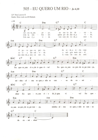 Catholic Church Music (Músicas Católicas) Eu Quero um Rio score for Keyboard