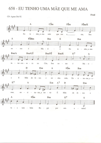 Catholic Church Music (Músicas Católicas) Eu Tenho uma Mãe Que Me Ama score for Keyboard