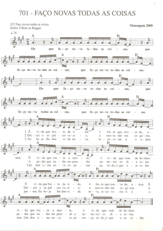 Catholic Church Music (Músicas Católicas) Faço Novas Todas as Coisas score for Keyboard