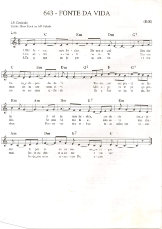 Catholic Church Music (Músicas Católicas) Fonte da Vida score for Keyboard
