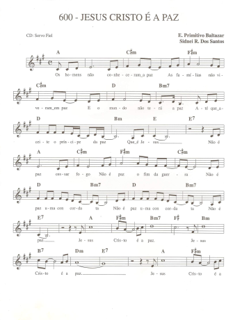 Catholic Church Music (Músicas Católicas) Jesus Cristo é a Paz score for Keyboard
