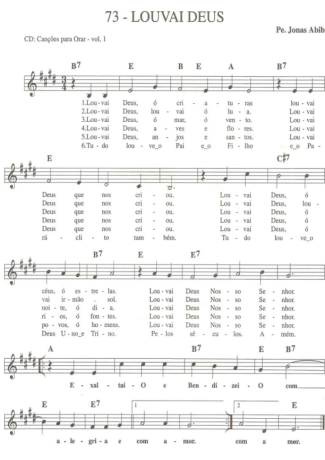 Catholic Church Music (Músicas Católicas) Louvai Deus score for Keyboard