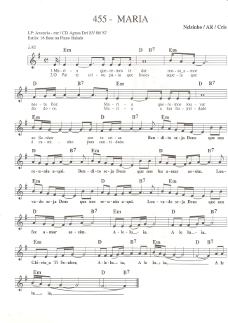 Catholic Church Music (Músicas Católicas) Maria score for Keyboard
