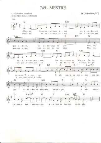 Catholic Church Music (Músicas Católicas) Mestre score for Keyboard