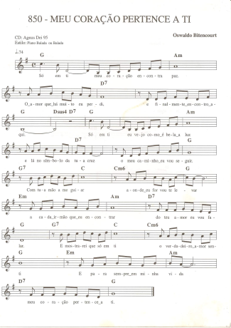 Catholic Church Music (Músicas Católicas) Meu Coração Pertence a Ti score for Keyboard