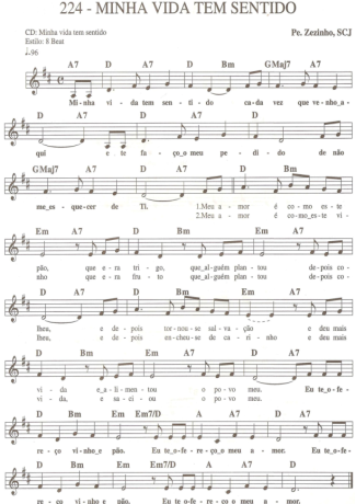 Catholic Church Music (Músicas Católicas) Minha Vida Tem Sentido score for Keyboard