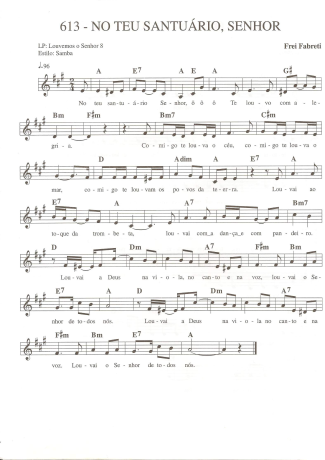 Catholic Church Music (Músicas Católicas) No Teu Santuário Senhor score for Keyboard