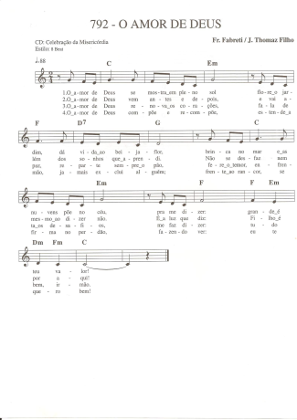 Catholic Church Music (Músicas Católicas) O Amor de Deus score for Keyboard