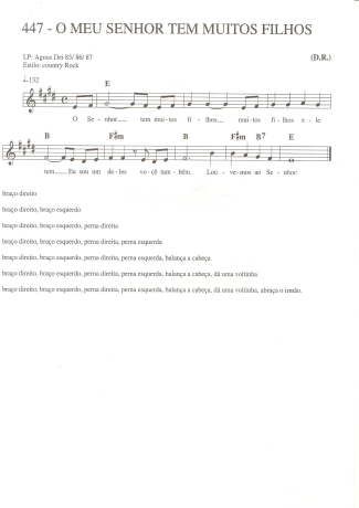 Catholic Church Music (Músicas Católicas) O Meu Senhor Tem Muitos Filhos score for Keyboard