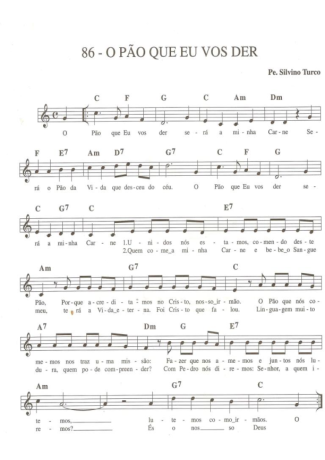 Catholic Church Music (Músicas Católicas) O Pão Que Eu Vos Der score for Keyboard