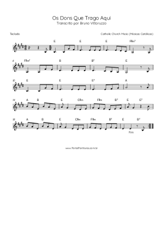 Catholic Church Music (Músicas Católicas) Os Dons Que Trago Aqui score for Keyboard