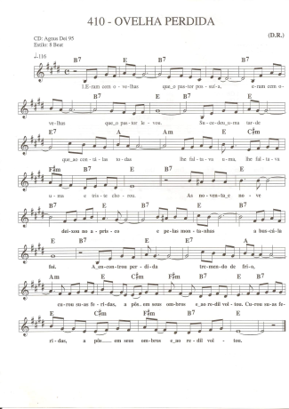 Catholic Church Music (Músicas Católicas) Ovelha Perdida score for Keyboard