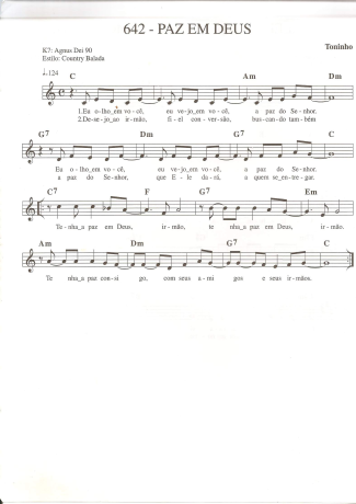 Catholic Church Music (Músicas Católicas) Paz em Deus score for Keyboard