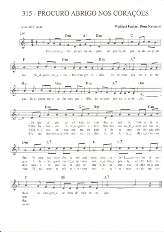 Catholic Church Music (Músicas Católicas) Procuro Abrigo Nos Corações score for Keyboard