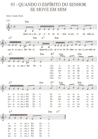 Catholic Church Music (Músicas Católicas) Quando o Espírito do Senhor Se Move Em Mim score for Keyboard