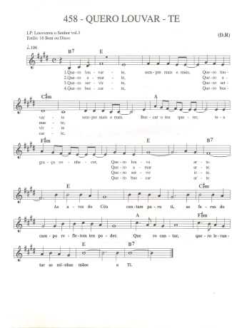 Catholic Church Music (Músicas Católicas) Quero Louvar-te score for Keyboard