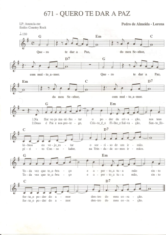 Catholic Church Music (Músicas Católicas) Quero Te Dar a Paz score for Keyboard