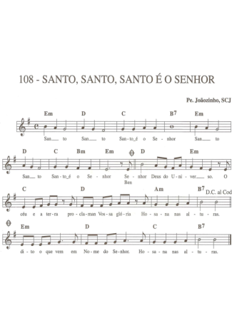 Catholic Church Music (Músicas Católicas) Santo Santo Santo é o Senhor score for Keyboard