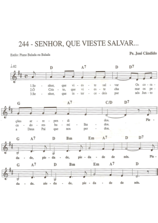 Catholic Church Music (Músicas Católicas) Senhor Que Vieste Salvar score for Keyboard