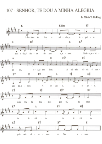 Catholic Church Music (Músicas Católicas) Senhor te dou a minha alegria score for Keyboard