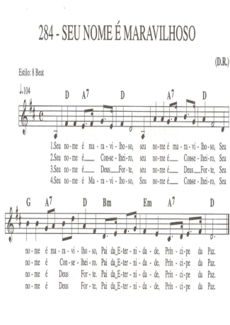 Catholic Church Music (Músicas Católicas) Seu Nome é Maravilhoso score for Keyboard