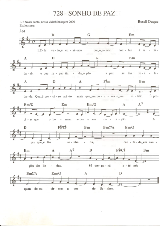 Catholic Church Music (Músicas Católicas) Sonho de Paz score for Keyboard