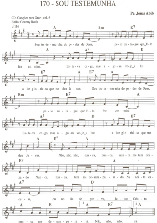 Catholic Church Music (Músicas Católicas) Sou Testemunha score for Keyboard