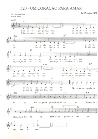 Catholic Church Music (Músicas Católicas) Um Coracão Para Amar score for Keyboard